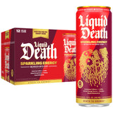 Liquid Death Sparkling Energy - Murder Mystery (Cherry, Cream, Spice), Zero Sugar Energy Drink, Unextreme Caffeine 100mg, Essential Vitamins, 12 Fl Oz