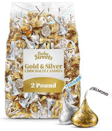 Bulk Chocolate 2 Pound Gold & Silver Foil Assorted Almond & Milk Chocolate Candy Mix - Approx. 200 Pieces Individually Wrapped for Parties, Buffets