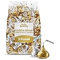 Bulk Chocolate 2 Pound Gold & Silver Foil Assorted Almond & Milk Chocolate Candy Mix - Approx. 200 Pieces Individually Wrapped for Parties, Buffets