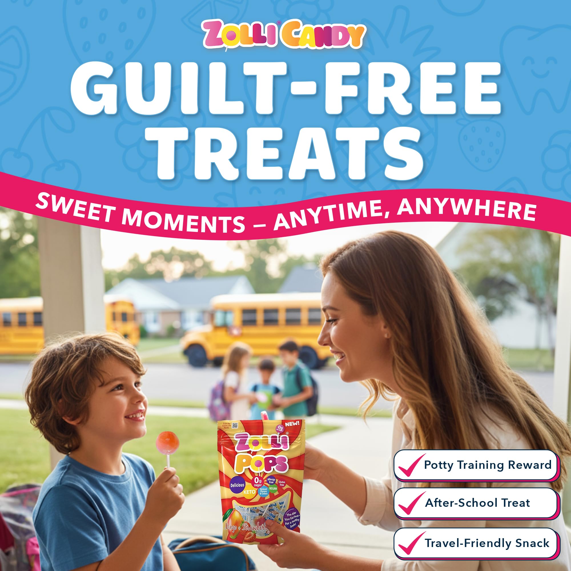 Zollipops Clean Teeth Pops Sugar Free Candy with Xylitol, Dye-Free Lollipops - Keto & Diabetic-Friendly, Dentist-Approved Treats for Kids (Mango