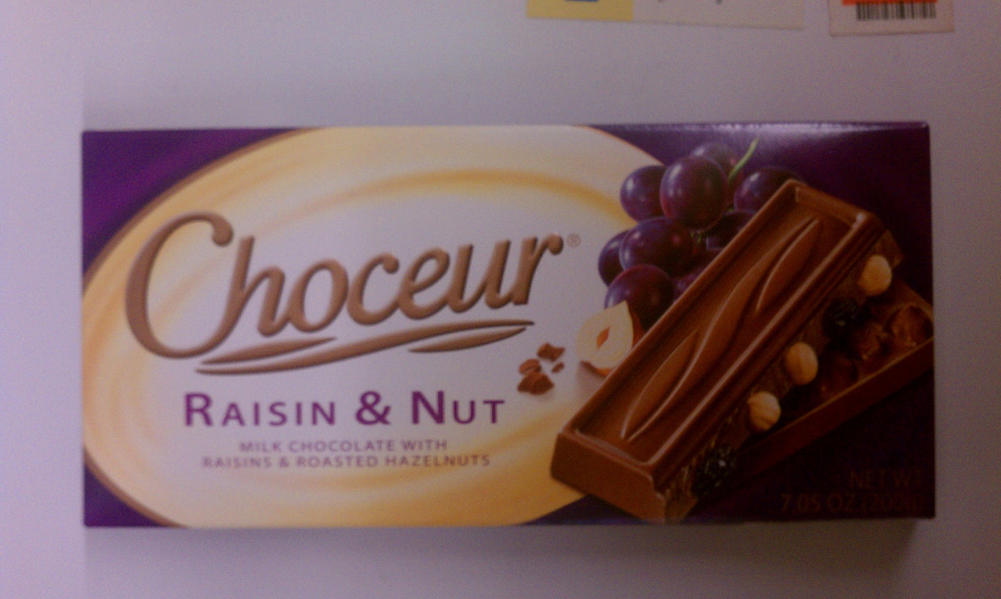 Choceur Milk Chocolate with Raisins and Roasted Hazelnuts 7.05 OZ (Pack of 6)