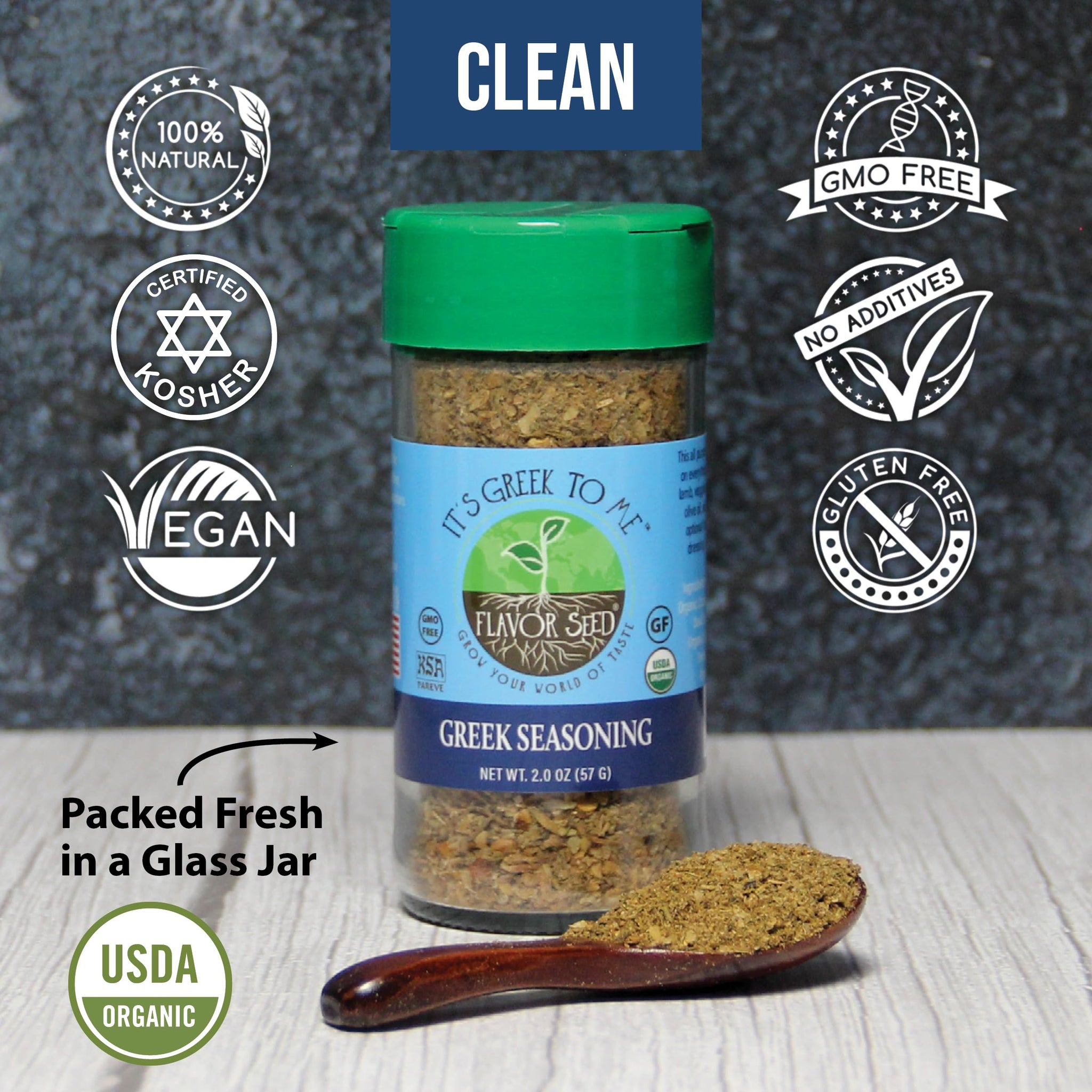 Organic Greek Seasoning Blend - It's Greek To Me by Flavor Seed, Mediterranean Herbs & Spices for Gyro, Tzatziki & Kebab, Carnivore & Keto Friendly