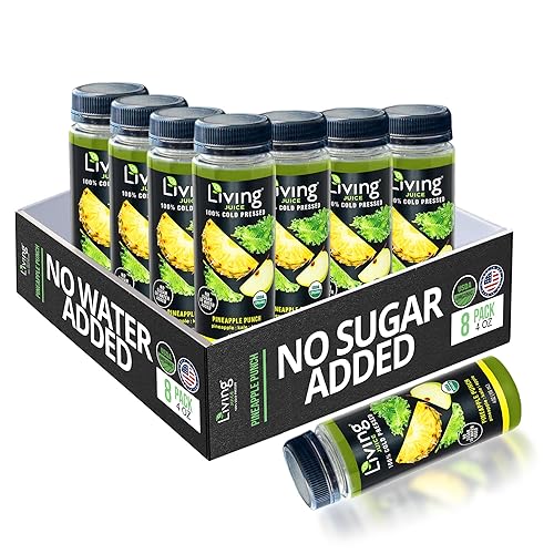 O2 Living Juice Cold Pressed Drink - Pineapple Punch Organic Juice Pack - No Added Sugars or Water, Naturally Sweetened from Fruits, Rich in Nutrients