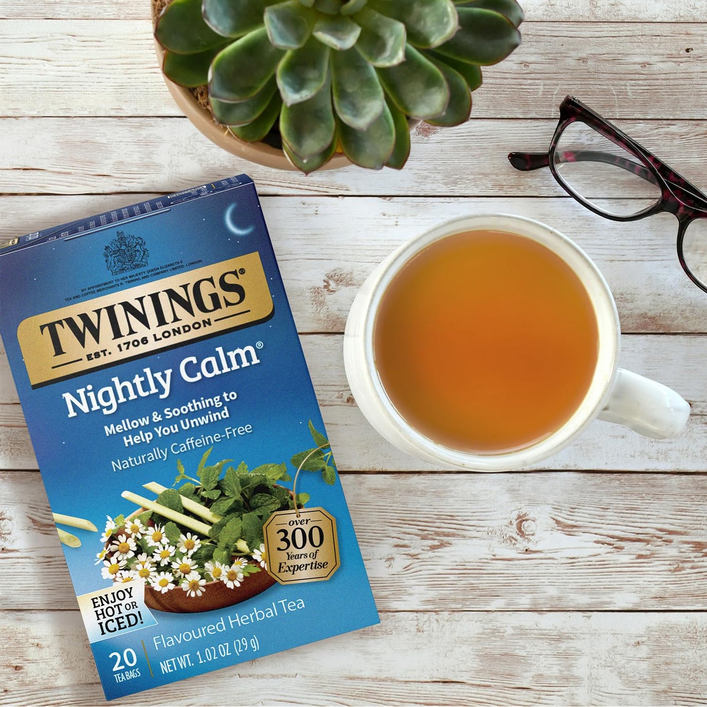 Twinings Nightly Calm Naturally Caffeine-Free Herbal Tea Bags 20 Each (Pack of 2)