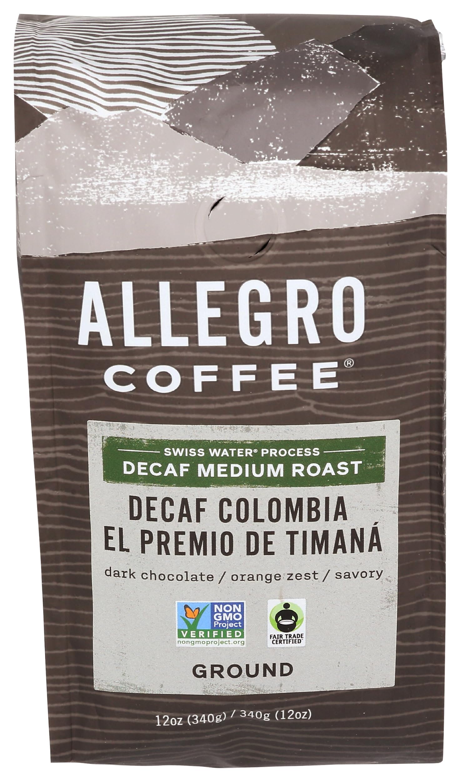 Allegro Coffee, Coffee Decaf Colombia El Premio De Timana Ground, 12 Ounce