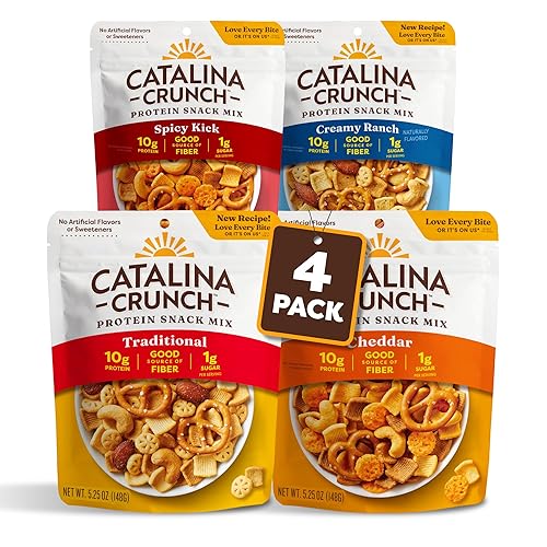 Catalina Crunch Protein Snack Mix with Cheese Crisps | 10g Protein, 1g Sugar per Serving | Good Source of Fiber, Keto, Gluten Free | Variety Pack 4