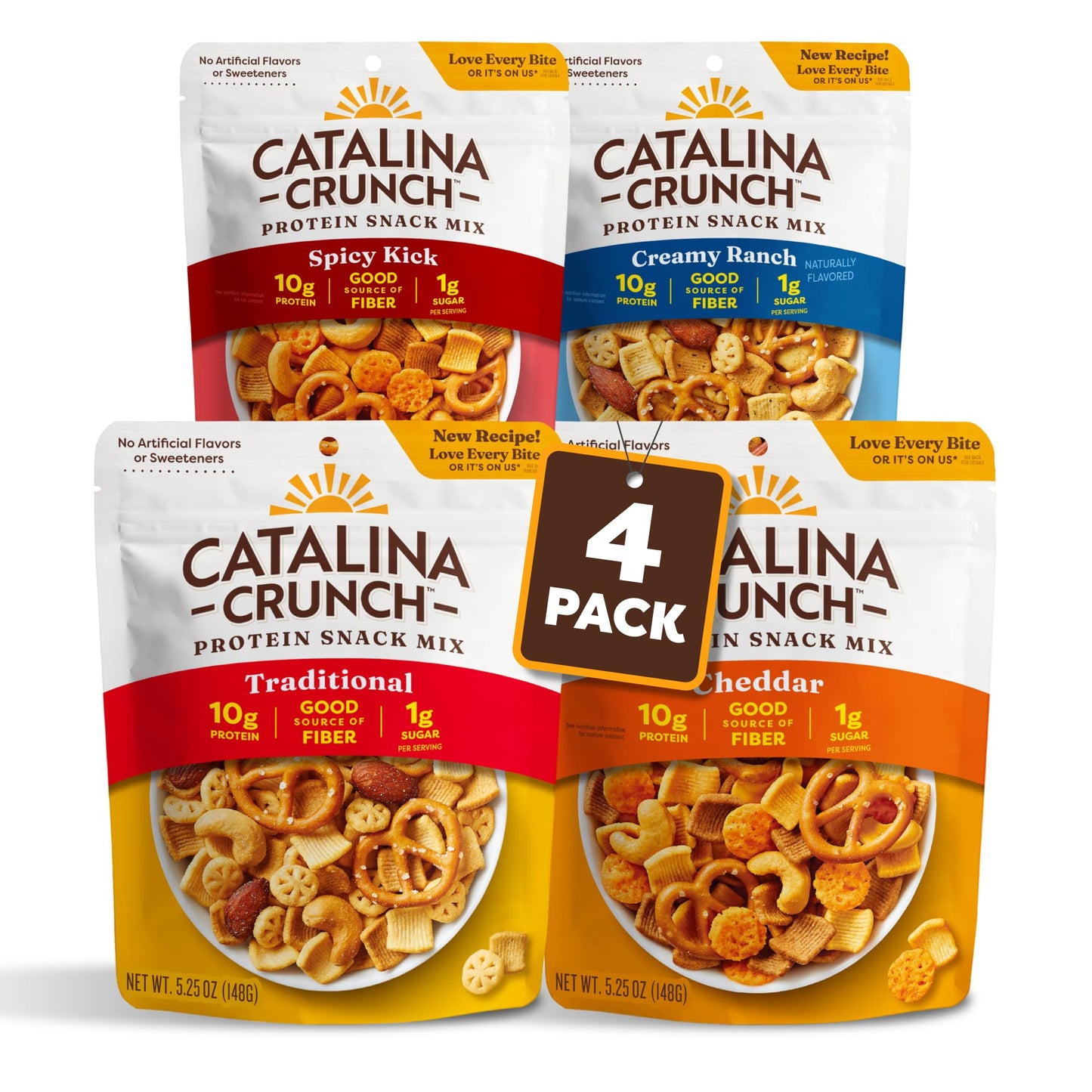 Catalina Crunch Protein Snack Mix with Cheese Crisps | 10g Protein, 1g Sugar per Serving | Good Source of Fiber, Keto, Gluten Free | Variety Pack 4