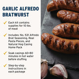 PS Seasoning Garlic Alfredo Bratwurst Kit - Sausage Seasoning And Natural Hog Casings For 10 Lbs Of Meat Easy Homemade Brats For Pork, Beef, Venison