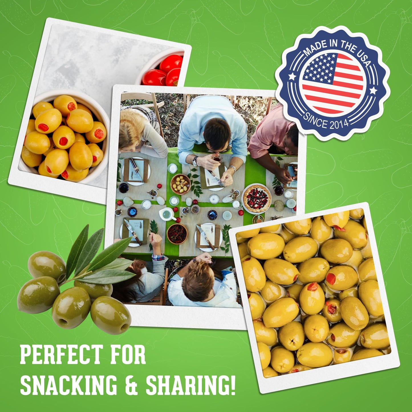 Jersey Pickles - Pimento Stuffed Olives (Quart) - Olives Stuffed - Hand-Stuffed Gourmet Olives with Premium Fillings for Snacks, Charcuterie