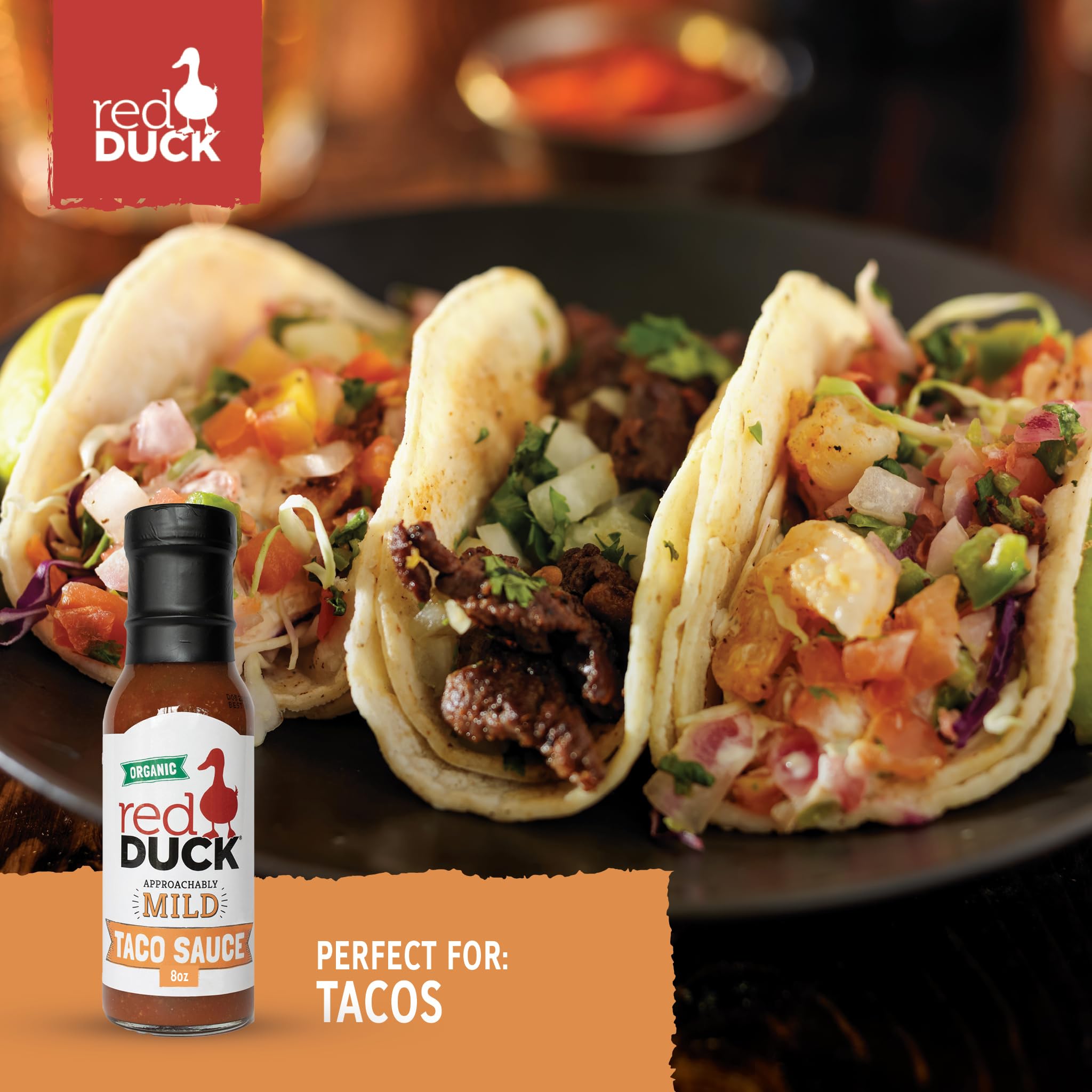 Red Duck Approachably Mild Organic Taco Sauce - Gluten-Free, Vegan, 8 ounces
