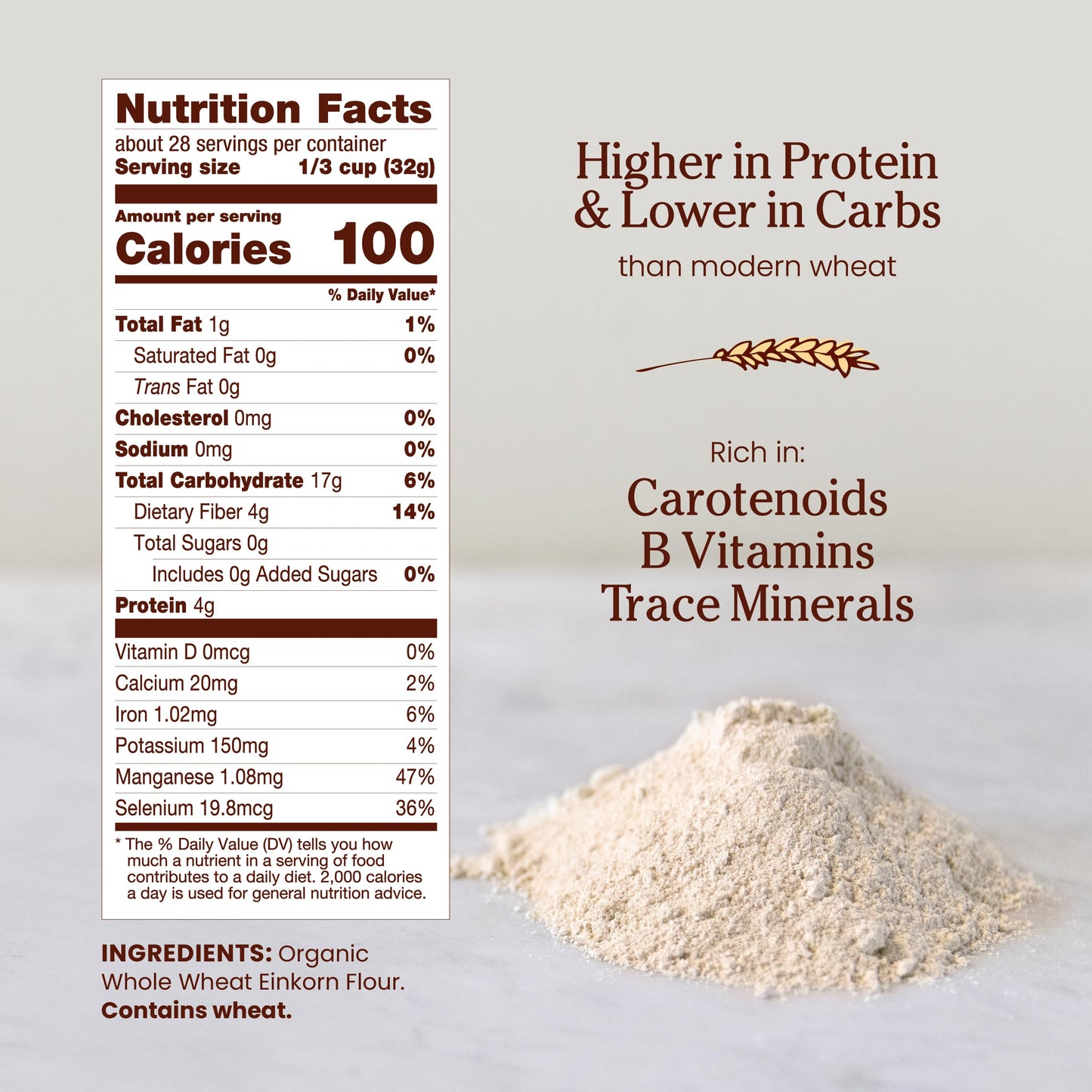 Jovial Organic Einkorn Whole Wheat & Unbleached All Purpose Flour - Bread Baking Flour for Sourdough, High Protein, Non-GMO, Organic Pizza & Pasta