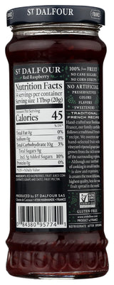 St. Dalfour Red Raspberry Fruit Spread - 10oz - 100% from Fruit, No Artificial Ingredients, Non-GMO, No Cane Sugars, All Natural, Made in France