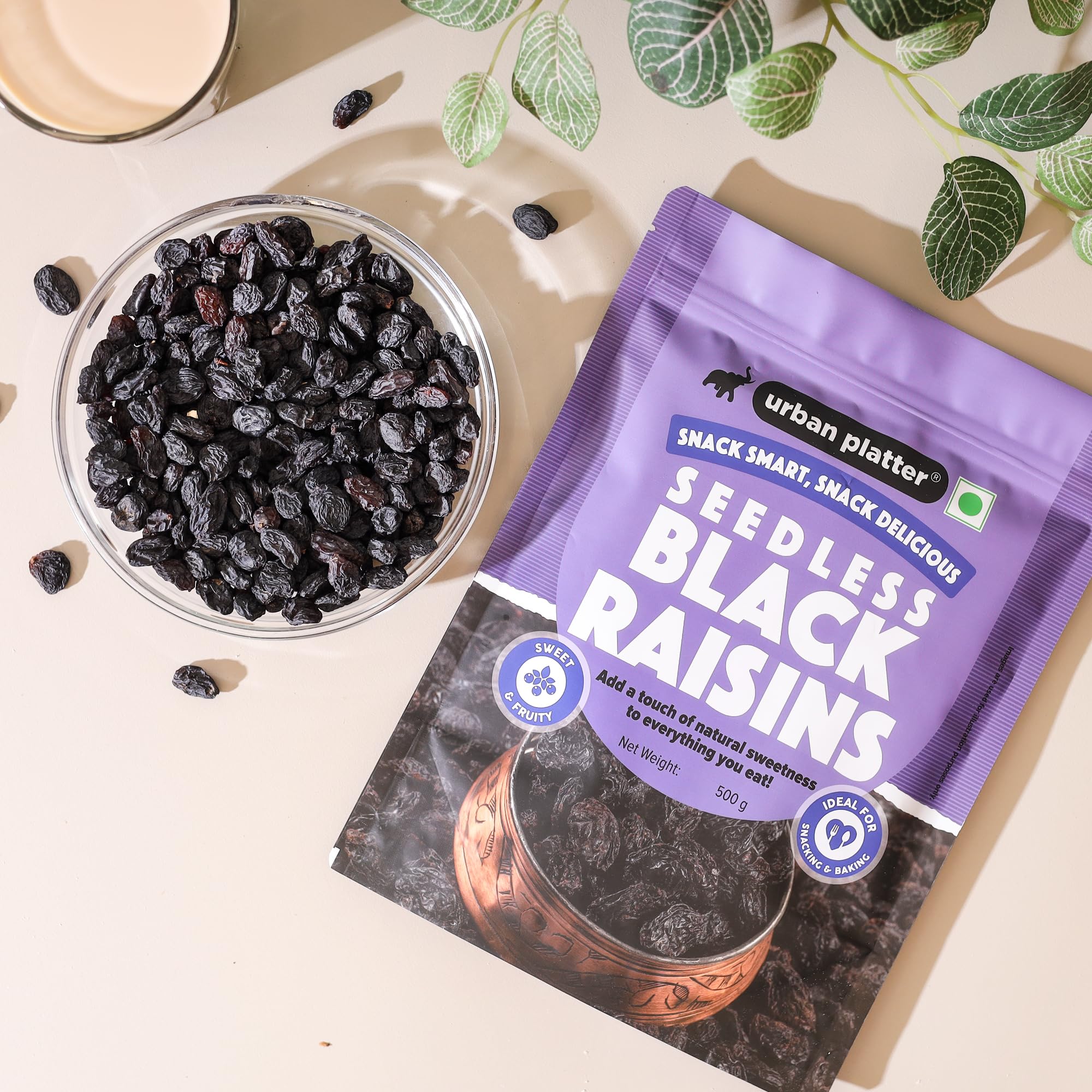 Urban Platter Seedless Black Raisins, 500g