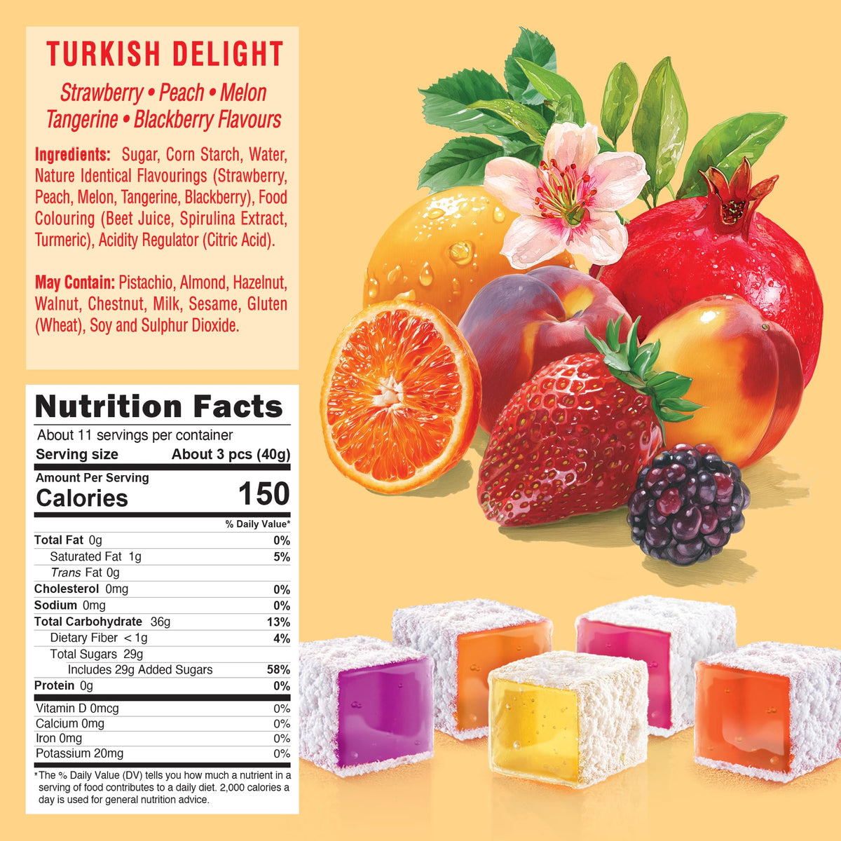 HazerBaba Assorted Turkish Delight Candy, 16 Oz (Pack of 1), Dulces