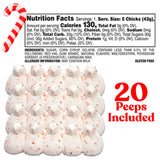 Candy Cane Peeps Marshmallow Chicks, Festive Holiday Peppermint Treats, Christmas Dessert Toppers or Stocking Stuffers, 5 Count Sleeves (Pack of 4)
