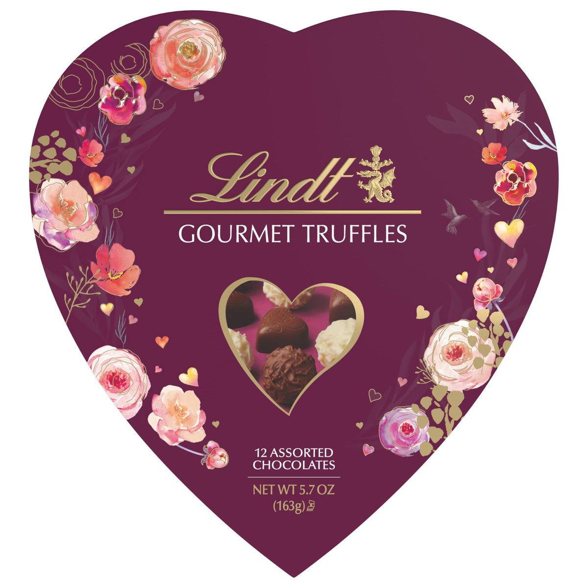 Lindt Gourmet Truffles Assorted Chocolate Valentine's Candy Heart Gift Box, 5.7 oz.
