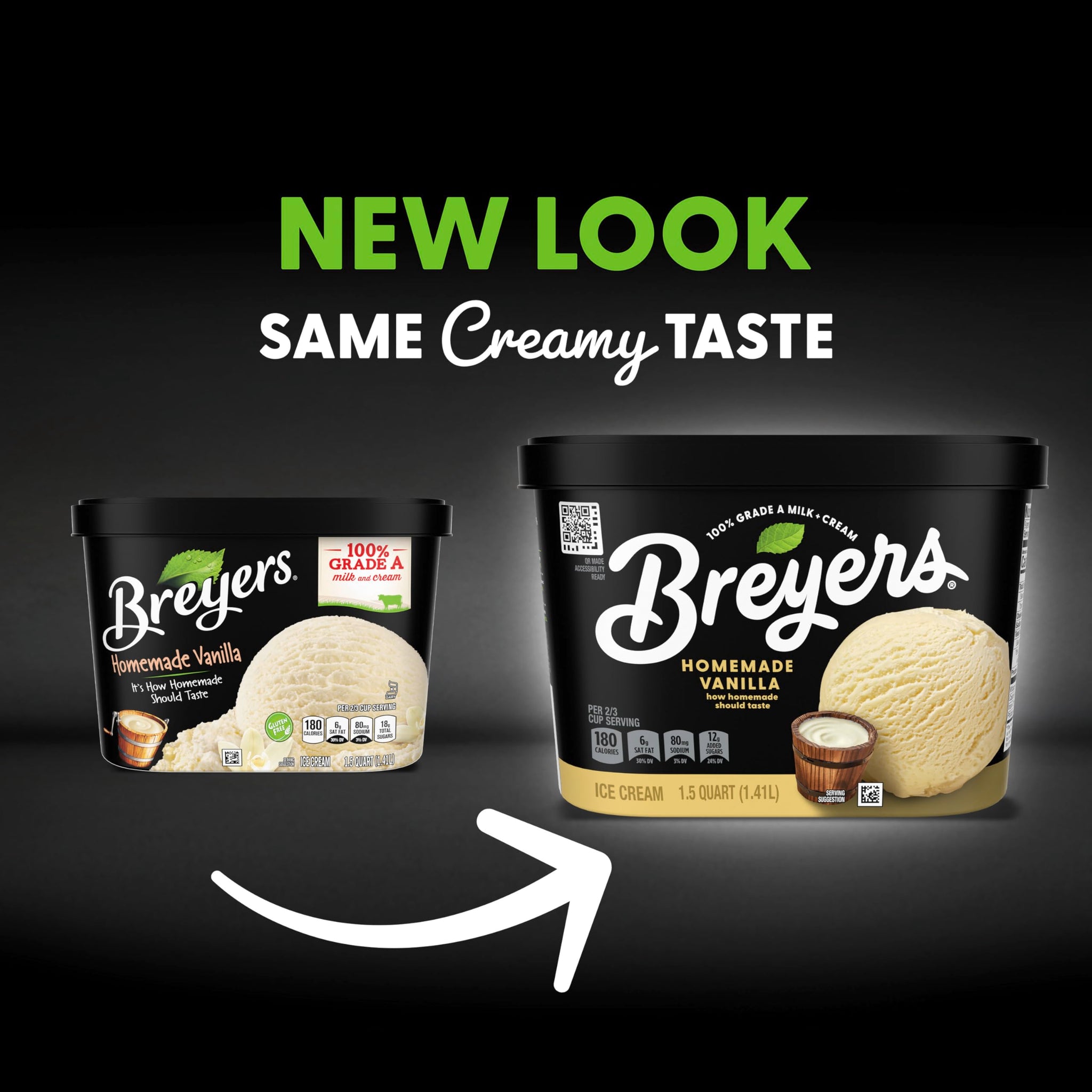 Breyers Classics Ice Cream For a Delicious Frozen Treat Homemade Vanilla Made with 100% Grade A Milk & Cream, Sustainably-Farmed Vanilla 48 oz