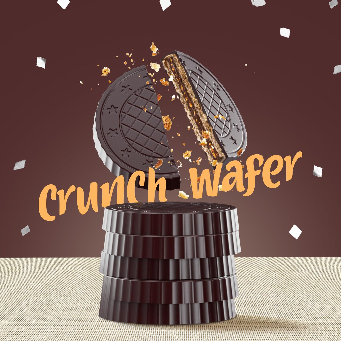 Fiorella Crunch Dark Chocolate Wafer Cookies, 18 Count, Chocolate Covered Crispy Thin Wafers with Layers of Orange Cream Filling, Individually Wrapped