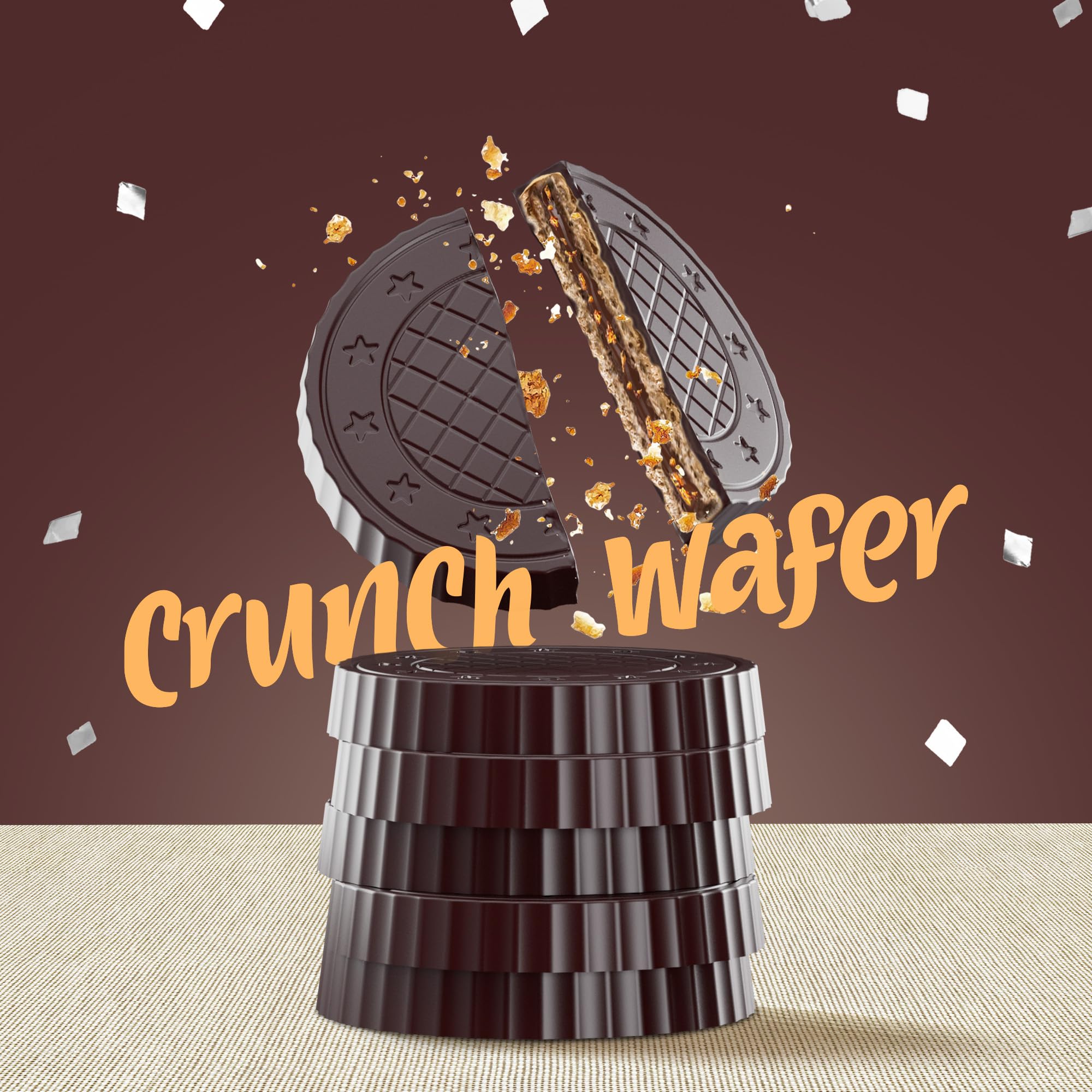 Fiorella Crunch Dark Chocolate Wafer Cookies, 18 Count, Chocolate Covered Crispy Thin Wafers with Layers of Orange Cream Filling, Individually Wrapped