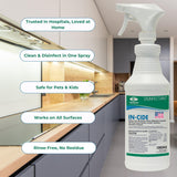 Theochem In-Cide Hospital Grade Disinfectant Spray - EPA Registered Cleaner Kills 99.9% MRSA, H1N1 - Home Office Clinic - Fresh Scent - 1 Gallon +