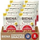 BIENA Chickpea Snacks - Crunchy Roasted Chickpeas - High Fiber Protein Snacks for Adults and Kids - 8-Pack, 5 Ounce - Barbecue