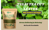 Holy Basil Tea, 8 Oz with Ginger and Turmeric, Tulsi Krishna Cut & Sifted Herbal Tea, Dried Pure Holy Basil Tulsi Leaves, Immune support with Multiple