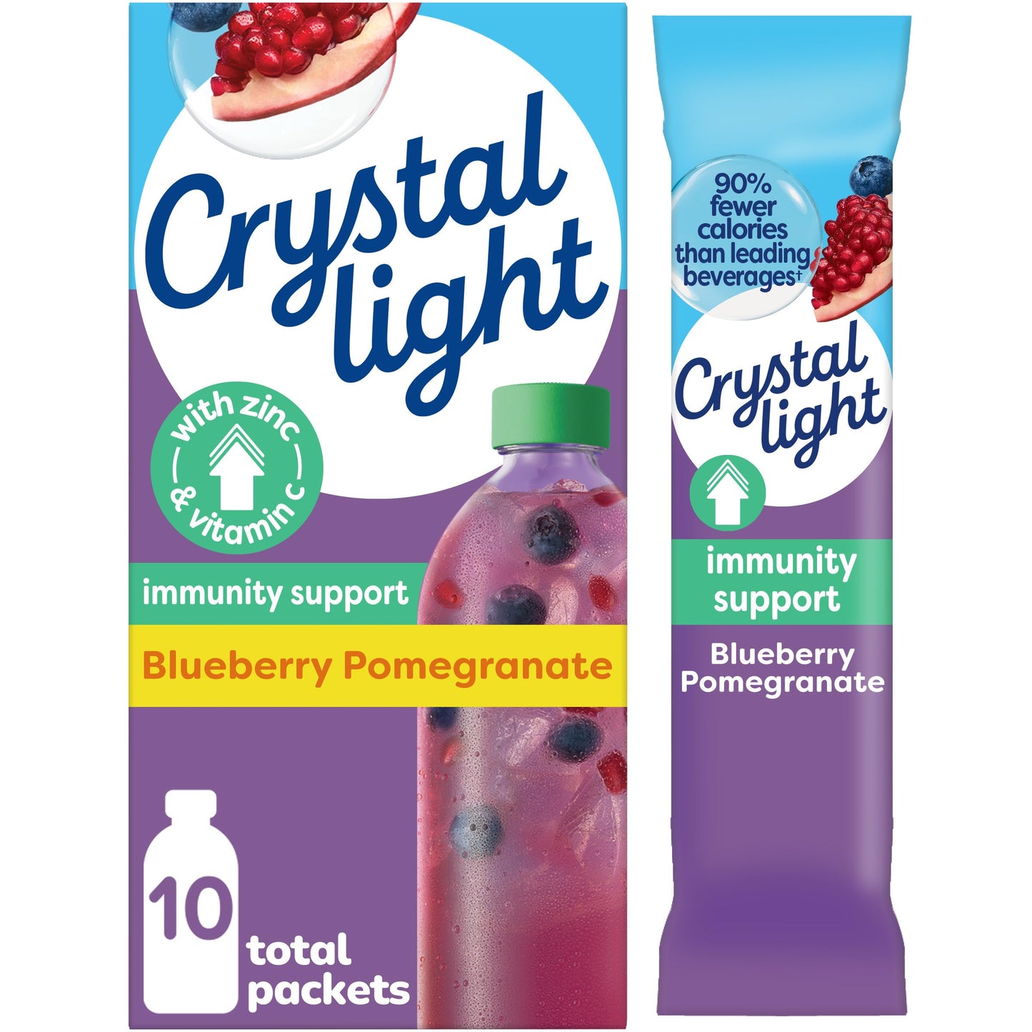 Crystal Light Immunity Support Blueberry Pomegranate naturally flavored with other natural flavor Powdered Drink Mix, .07 oz Packets, 10 per Box