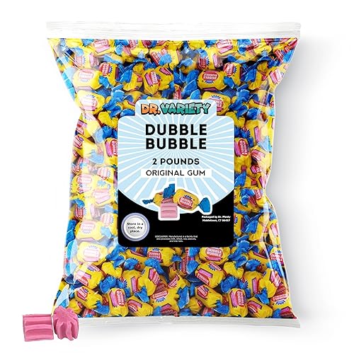 Dubble Bubble Gum Original Flavor, 2LB - Bulk Pink Individually Wrapped Double BubbleGum - By Dr. Variety