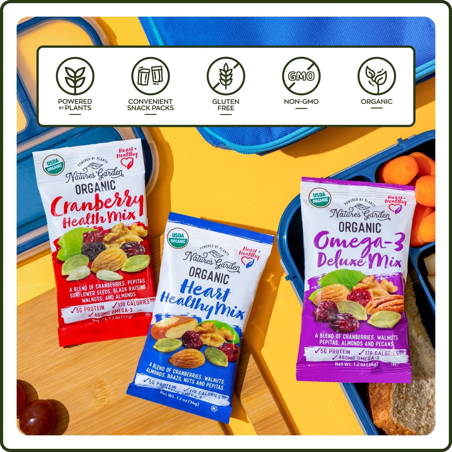 Nature's Garden Organic Trail Mix Snack, Multi Pack 1.2 oz - Pack of 24 (Total 28.8 oz)