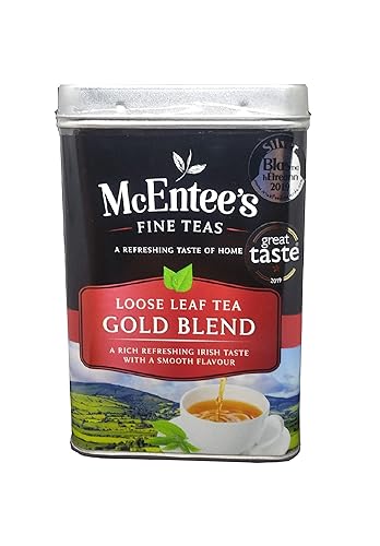 McEntee's Irish Loose Leaf Gold Blend Tea - 500g Tin - Expertly Blended in Ireland to give That Perfect Cup of Tea. A Traditional Blend of Assam