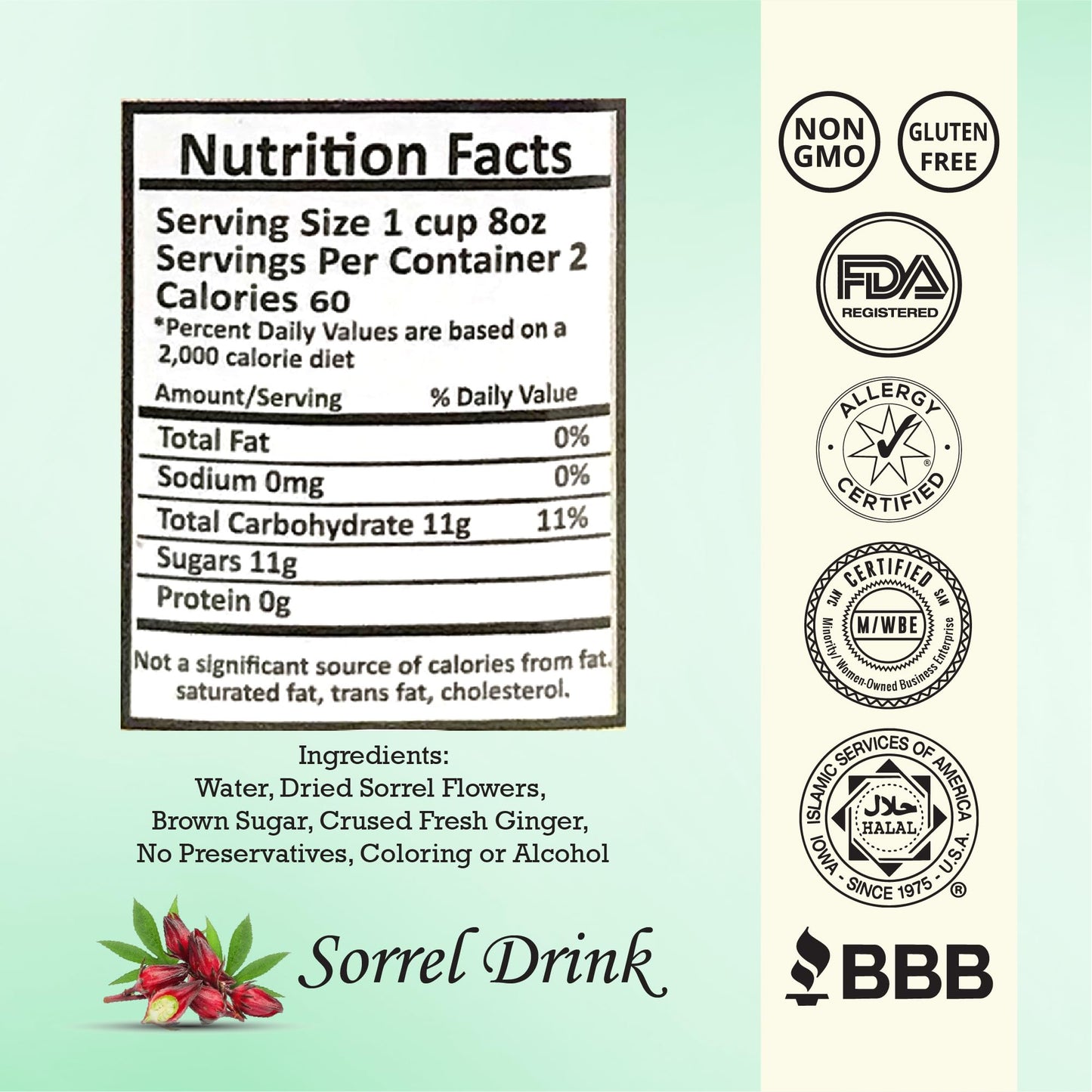 Chef K, Inc. | Authentic Jamaican SorrelHibiscus | Natural & Healthy 16 oz | 6 Pack