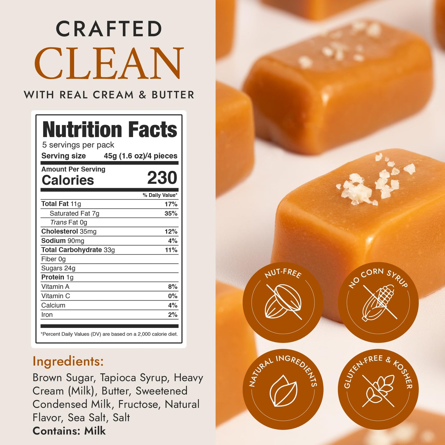 Béquet Salted Butterscotch Caramels - Soft, Individually Wrapped Gourmet Butterscotch Candy, Gluten?Free & Kosher - 24 oz Resealable Pouch