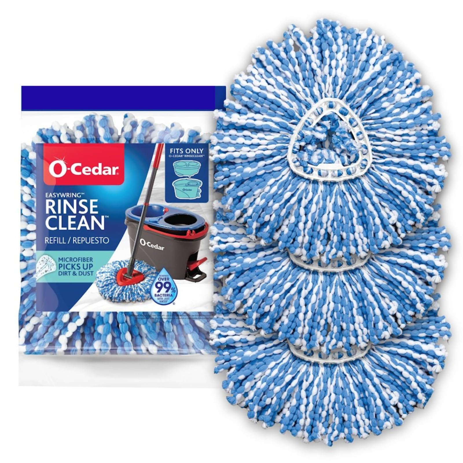 O-Cedar RinseClean Spin Mop Microfiber Refill, 1 CT (Pack of 3)