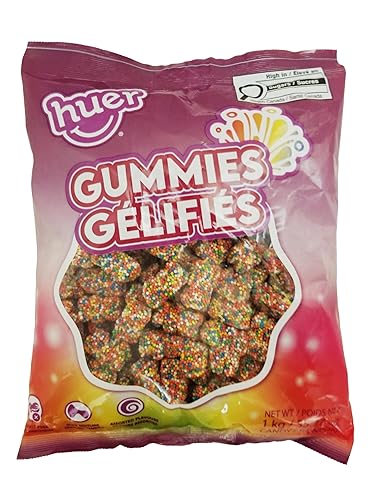 Huer Sprinkle Bears Gummies, Assorted Flavors, Rainbow Gummy Candy, 1kg/2.2 lb