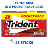Trident Cinnamon Sugar Free Gum, 6 Pocket Packs of 28 Pieces (168 Total Pieces)