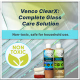 Venco Clear X Glass Polish & Protector - 16oz Kit for Removing Rust, Burnt-In Stains, Water Spots - Protects & Repels Water, Snow - Ideal for Yachts