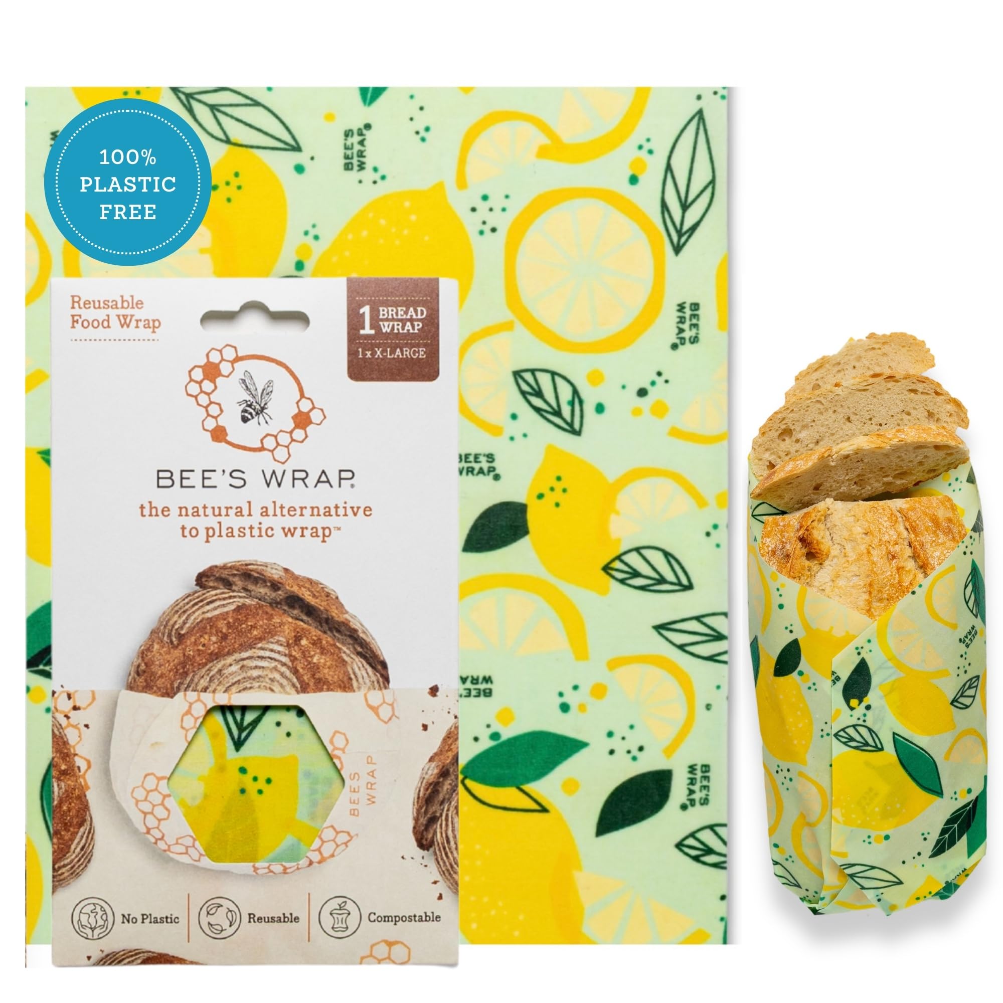 Bee's Wrap - Limited Edition - Beeswax Wraps for Bread - Beeswax Bread Wrap for Sourdough & Bread Storage - Plastic Free Made in USA Reusable Natural