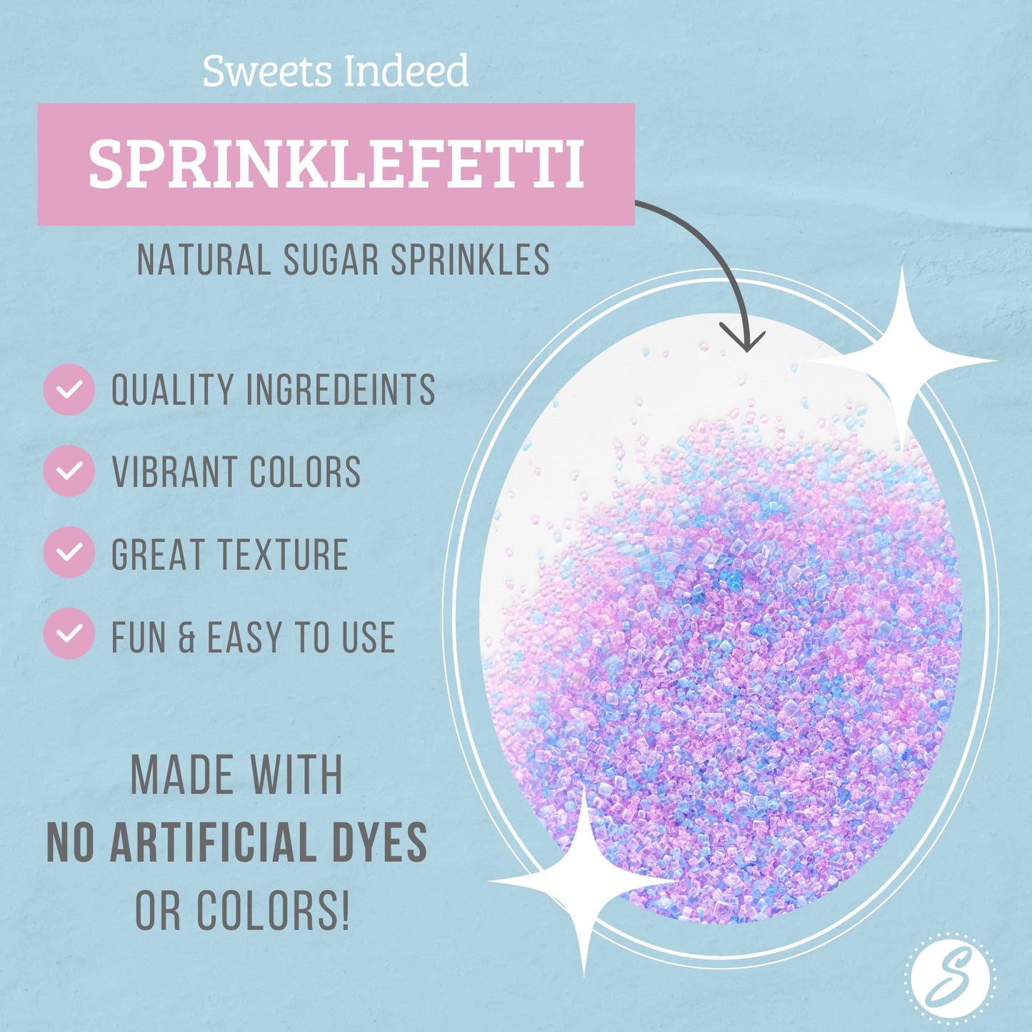 Sweets Indeed Dye Free Pastel Sugar Mix, Dye Free, Edible Sugar Mix, Perfect for Cake Decorations, Baking, Ice Cream, Cookies, Cupcake Topper 3.35