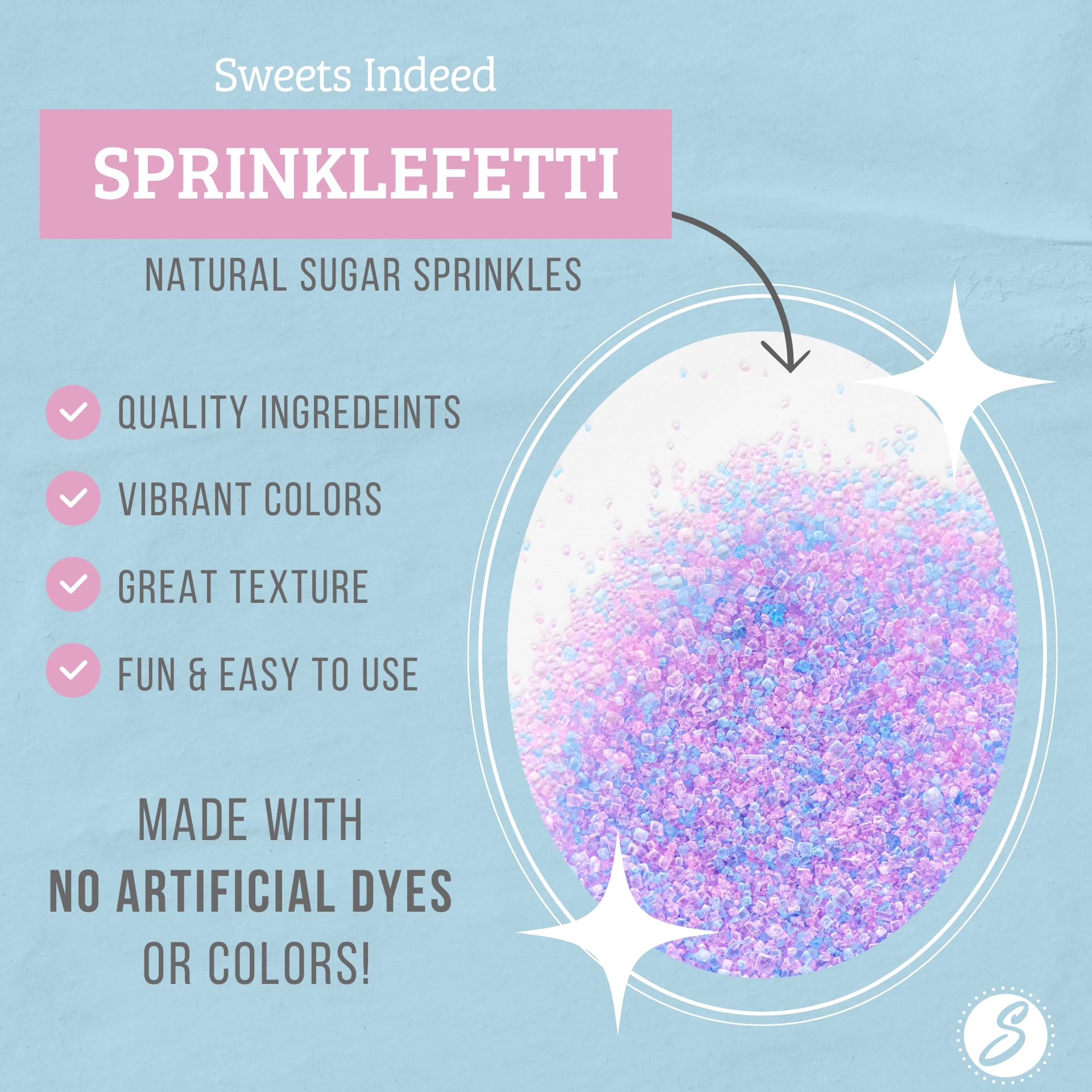 Sweets Indeed Dye Free Pastel Sugar Mix, Dye Free, Edible Sugar Mix, Perfect for Cake Decorations, Baking, Ice Cream, Cookies, Cupcake Topper 3.35