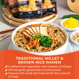 Lotus Foods Bulk Food Organic Millet & Brown Rice Ramen Noodles with Red Miso Soup, Gluten-Free Easy to Cook & Healthy Japanese Noodles with Instant