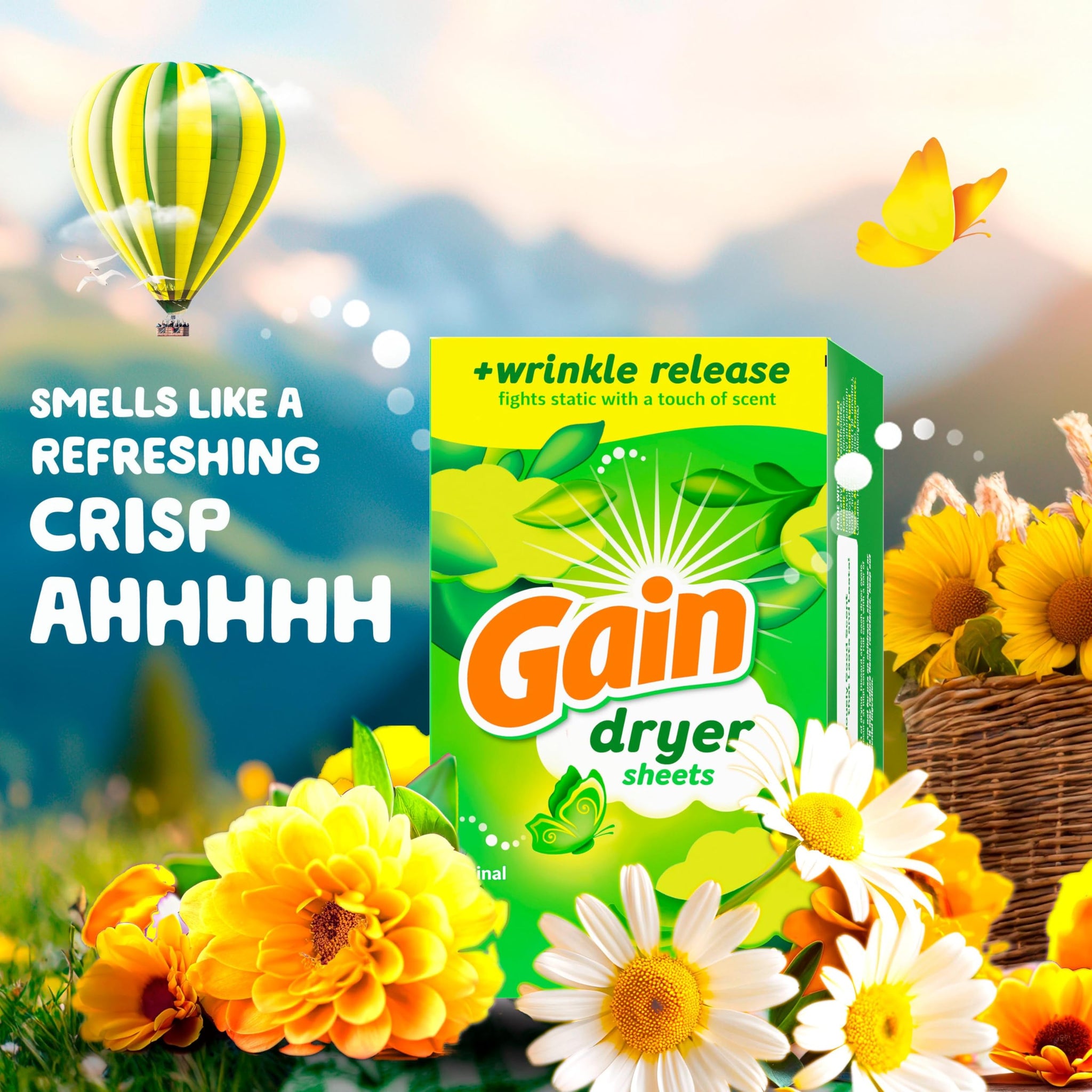 Gain dryer sheets Plus Wrinkle Release, Original Scent, 105 Count, Fights static with a touch of scent, laundry sheets