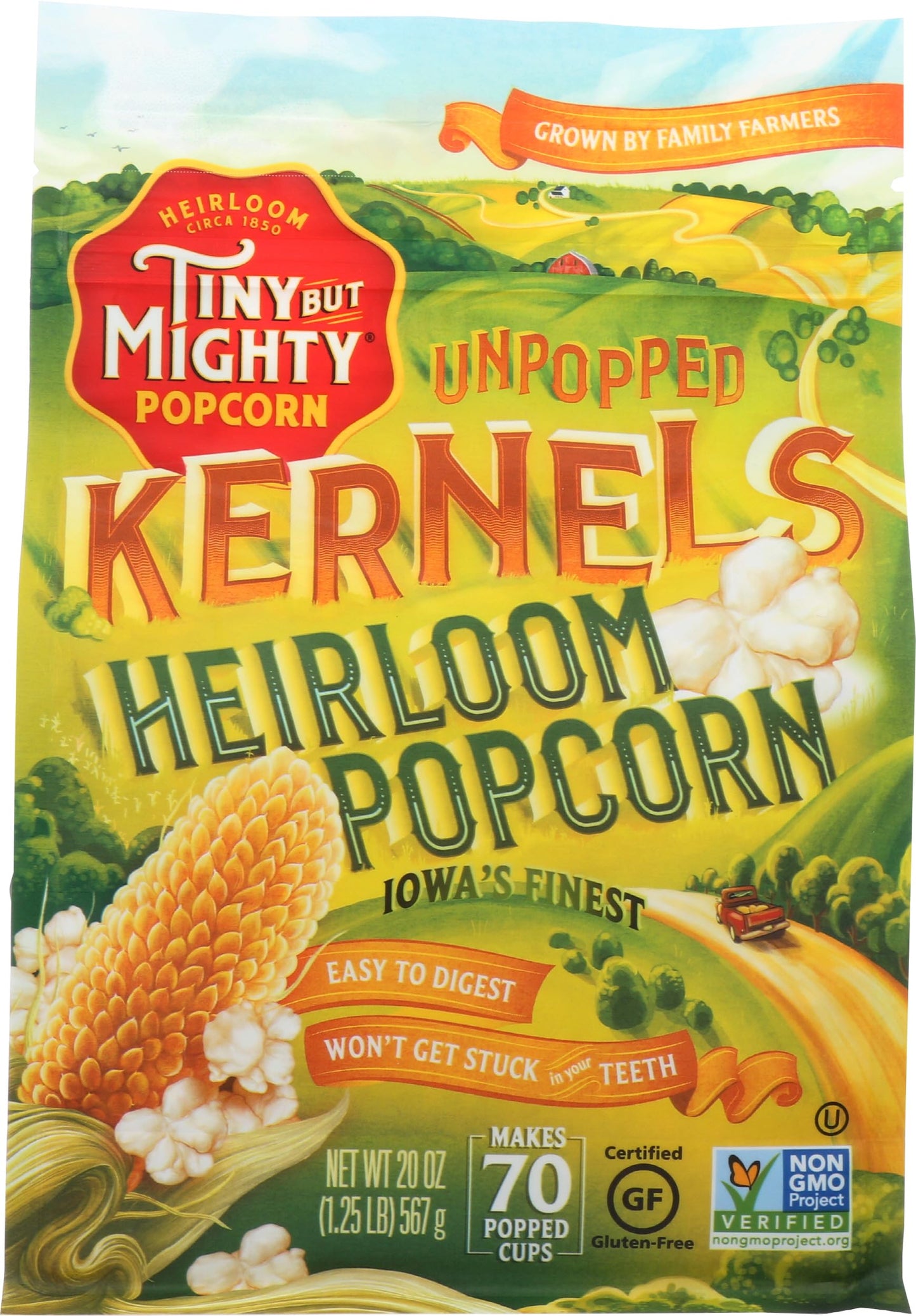 Tiny But Mighty Heirloom Popcorn, Healthy and Delicious, Unpopped Kernels, 1.25lb Bag