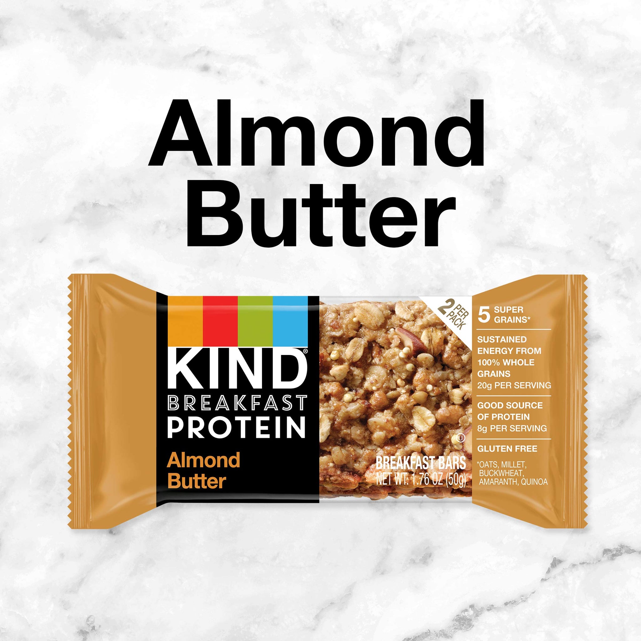 KIND Breakfast Protein Bars, Almond Butter, Healthy Snacks, Gluten Free, 8g Protein, 32 Count