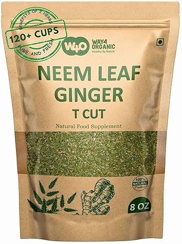 Neem Leaves Tea with Ginger 8 oz, Boost Immunity, Aid in Digestion, Caffeine Free, One Tea with Multiple Benefits (Pack of 1)