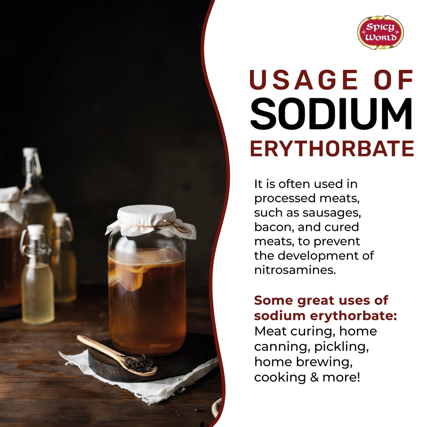 Spicy World Pure Sodium Erythorbate 1.5 Pound Large - Top Food Grade - Great for Sausage Making and Meat Curing