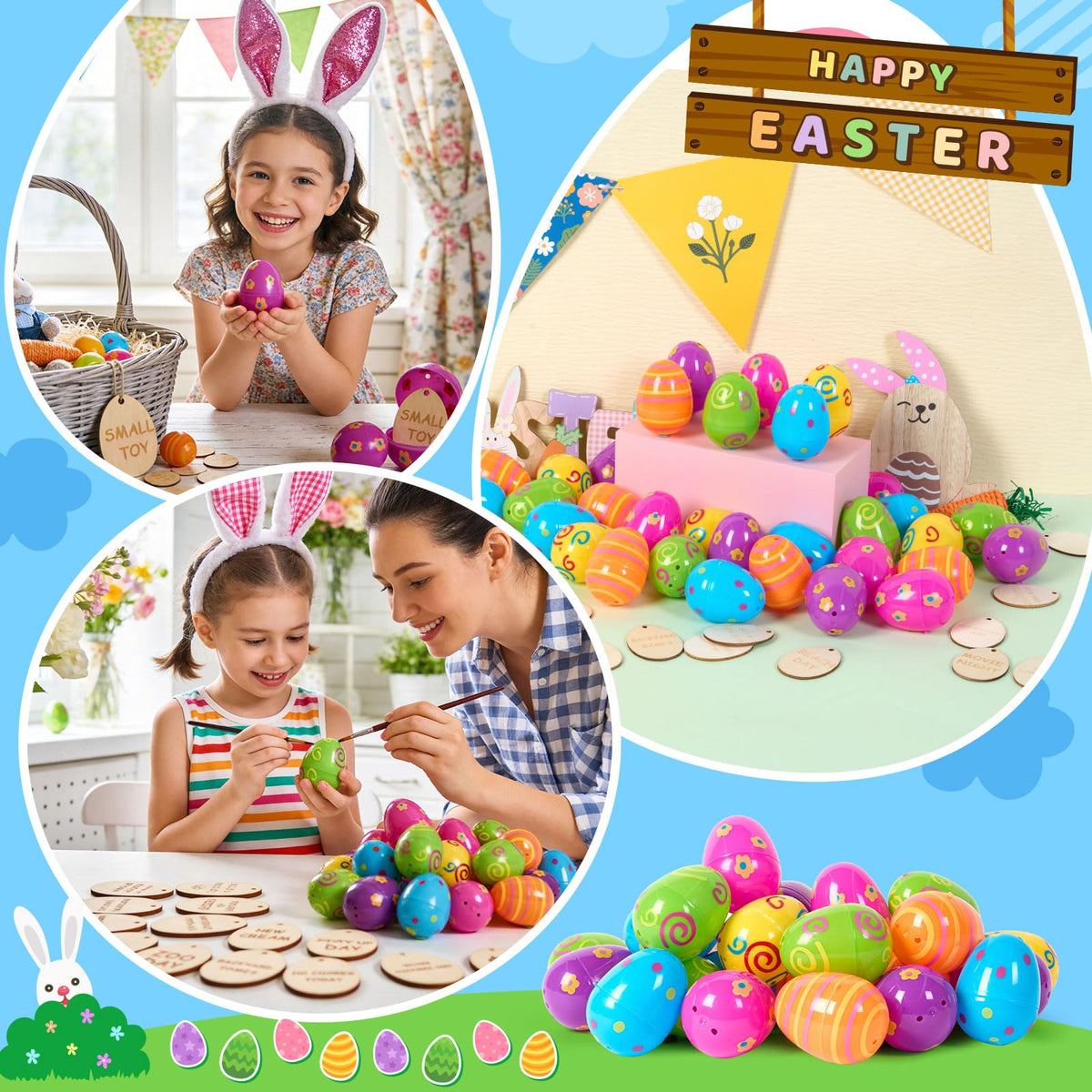 Munidow Easter Baskets Stuffers Egg Basket Easter Egg Fillers Easter Reward Tokens Reusable Goody Baskets for Kids Gifts Bags