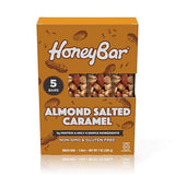 HoneyBar Snack Bar | Certified Gluten Free | Non-GMO | Vegetarian (Almond Salted Caramel, Pack of 5 Bars)
