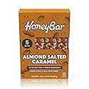 HoneyBar Snack Bar | Certified Gluten Free | Non-GMO | Vegetarian (Almond Salted Caramel, Pack of 5 Bars)