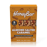 HoneyBar Snack Bar | Certified Gluten Free | Non-GMO | Vegetarian (Almond Salted Caramel, Pack of 5 Bars)