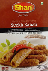 Shan Seekh Kabab Recipe and Seasoning Mix 1.76 oz (50g) - Spice Powder for Exclusive Traditional BBQ Blends - Suitable for Vegetarians - Airtight Bag